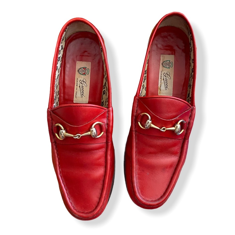 Gucci GG Men’s Red Loafer Horsebit Leather EU 42